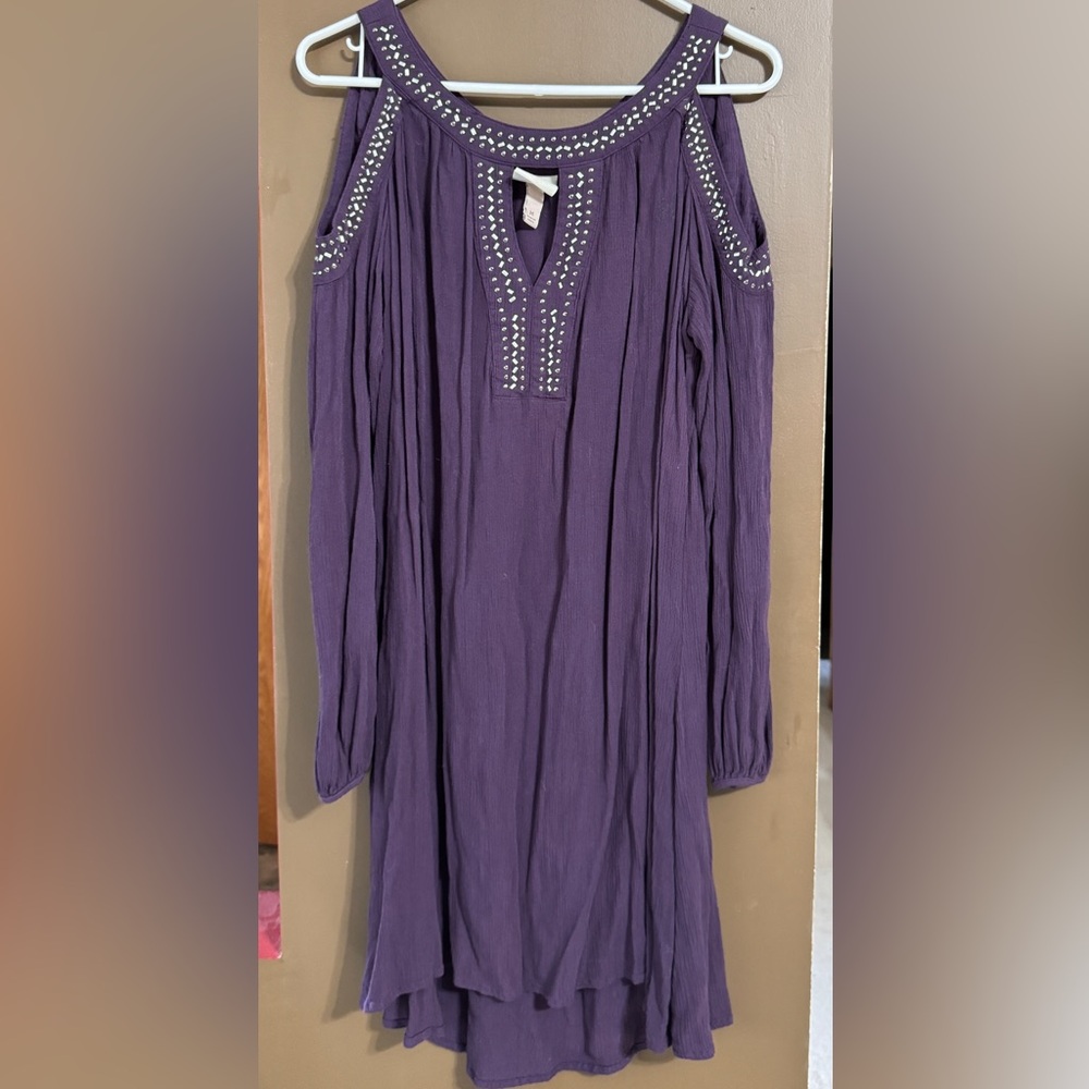 Knox Rose Purple Embellished Pleated Long Sleeve Tunic